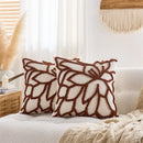 Axyaa Chenille Floral Pillow Cover 45x45cm in Beige Brown Pink Orange
