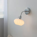 Axyaa White Glass LED Wall Light - Nordic Modern Adjustable Arm Bedside Lamp