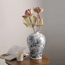 Axyaa Blue & White Porcelain Vase Ornaments for Entryway, Living Room, Study