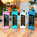 Axyaa Square Double Layer Plastic Water Bottle with Straw