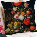 Axyaa Black Floral Print Cushion Cover - Nordic Style Retro Home Decor