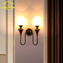 Axyaa Copper Glass LED Wall Lamp - Luxury Minimalist Black/Gold Lustre Sconces for Living Room