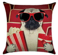 Square Linen Pug French Bulldog Pillow Cover by Axyaa