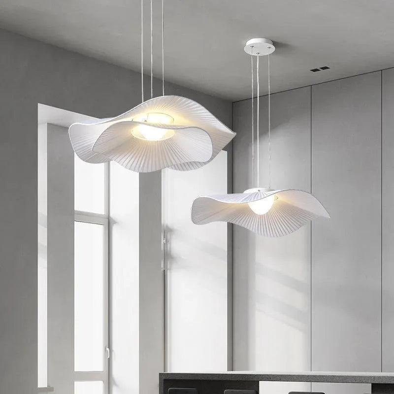 Axyaa White LED Fabric Pendant Lights for Dining Room