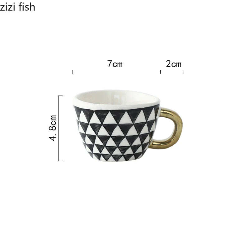 Axya Geometric Pattern Ceramic Coffee Mug Set