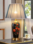 Axyaa Ceramic Enamel Copper Bedside Lamp - Luxurious New Chinese European Design