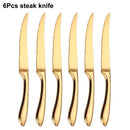 Axyaa Gold Stainless Steel Cutlery Set - 24Pcs Smooth Handle Flatware