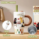 Axyaa Stainless Steel Thermal Mug with Handle and Straw Lid