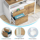 Axyaa 63" Computer Desk with Storage Shelf, Dark Walnut + Steel, Home Office Workstation