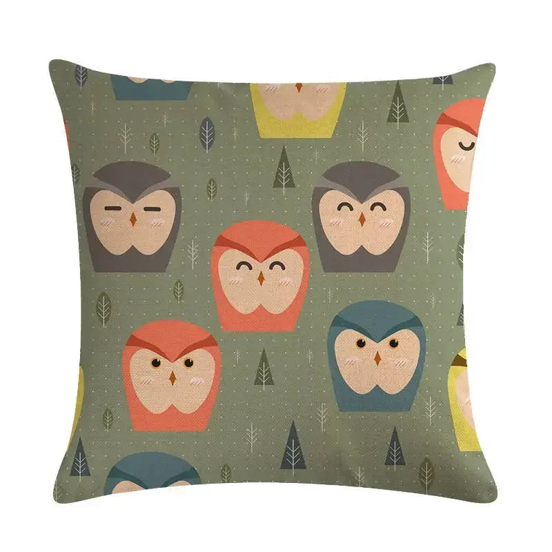 Nordic Cartoon Animal Print Linen Pillowcase for Axyaa Brand