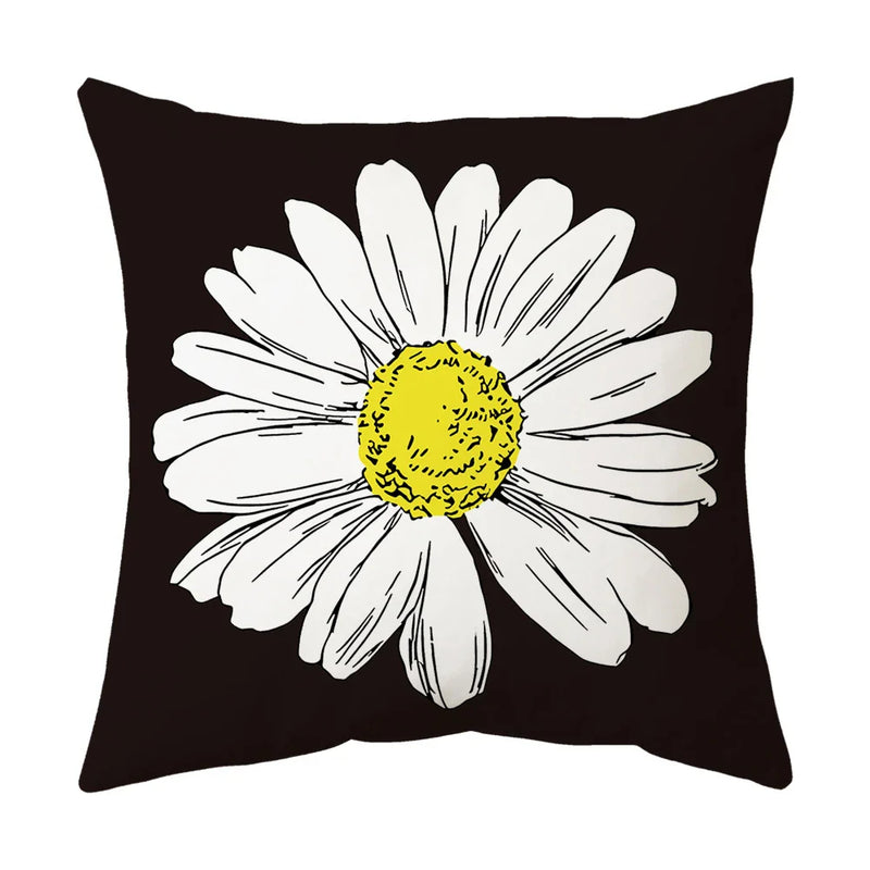 Axyaa Blue & White Daisy Cushion Cover: Elegant Home Decor for Living Room & Sofa