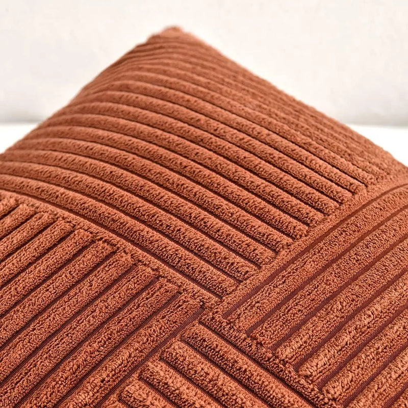 Corduroy Boho Throw Pillow Covers 18x18 Inch for Home Decor - Axyaa