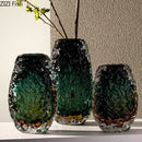 Axyaa Wrinkled Ice Glass Vase for Creative Flower Arrangement and Room Decor