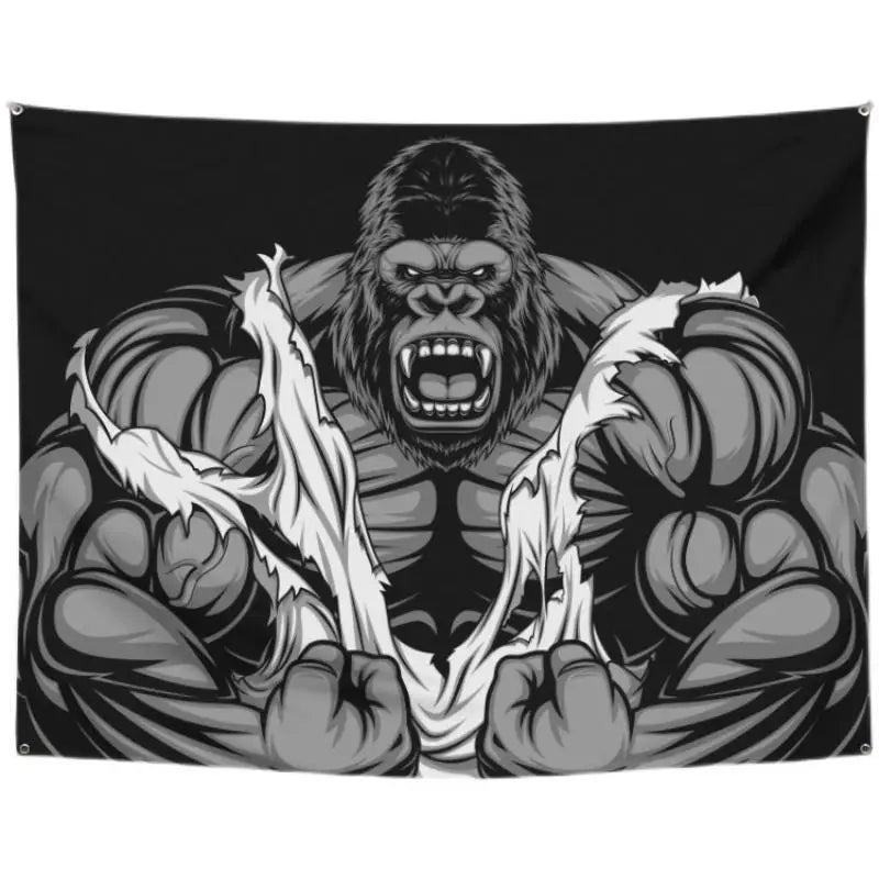 Axyaa Orangutan Rhino Animal Fitness Tapestry Wall Hanging for Home Decoration
