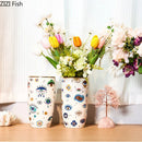 Axyaa Mysterious Eye Pattern Ceramic Vase for Flower Arrangement and Room Decor