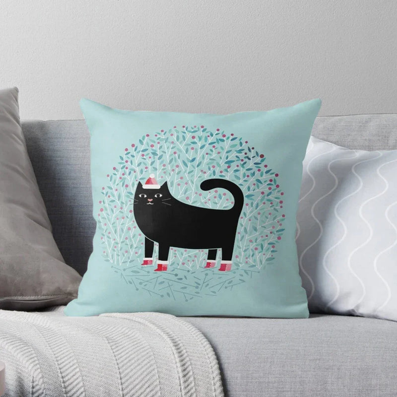 Cute Cat Decorative Pillow Case Cover for Modern Living Room Sofa by Axyaa