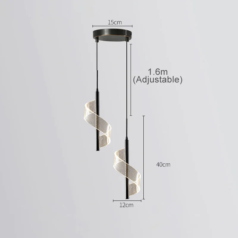 Axyaa Nordic Spiral LED Pendant Lights Modern Acrylic Home Decoration