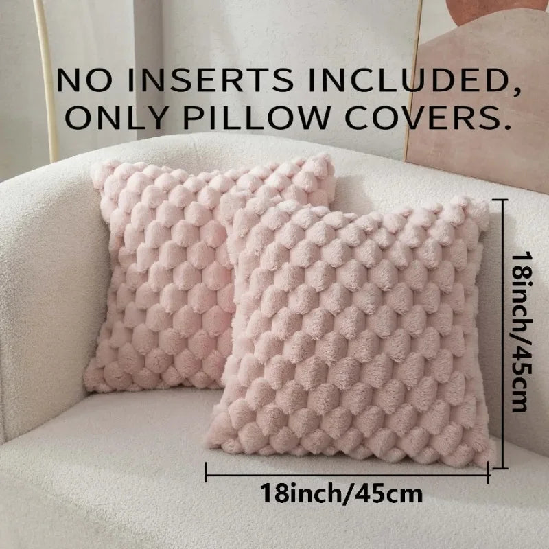 Axyaa Soft Plush Pineapple Grid Turtle Cushion Cover Cream White Sofa Pillow Cover