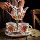 Axyaa Butterfly Love Flower Ceramic Tableware Set with Tea Hospitality Kettle