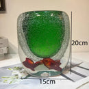 Axyaa Crystal Flower Vase: Bubble Glass Desktop Decoration for Dried or Hydroponic Flowers
