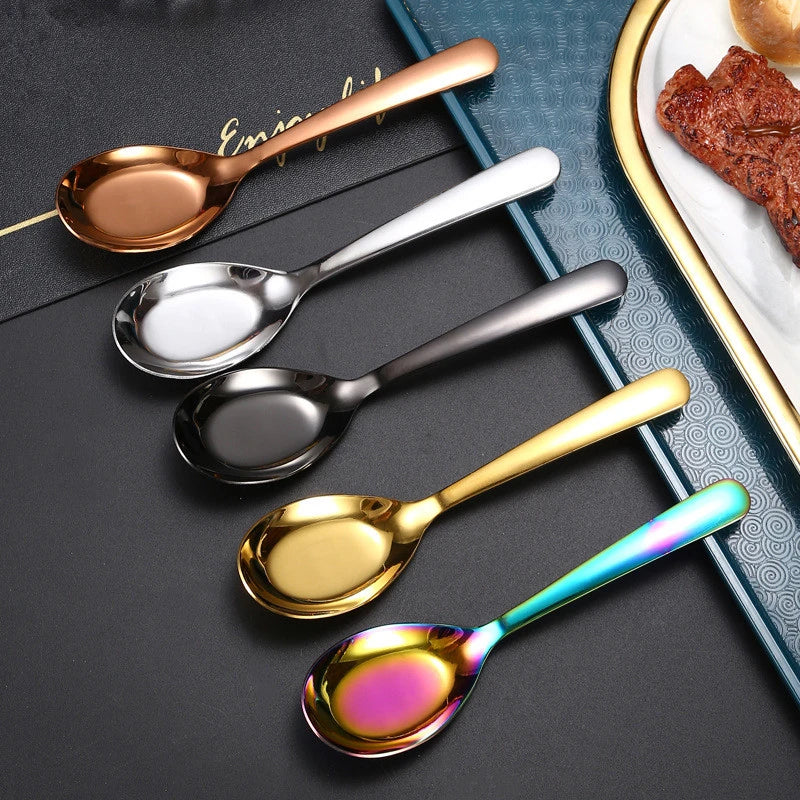Axyaa Stainless Steel Long Handle Soup Spoon Ice Cream Teaspoons Coffee Spoons