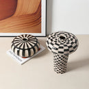 Axyaa Geometric Check Ceramic Vase, Rough Pottery Handicraft, Home Decoration Accessories