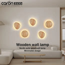 Axyaa Circular LED Wooden Wall Lamp: Modern, Minimalist, Creative Lighting Fixture for Living Room