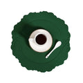 Axyaa Flower PU Table Placemat Set Kitchen Mat Grey Cream Green