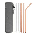 Axyaa Stainless Steel Smoothie Straws - Set of 6 with Cleaning Brush