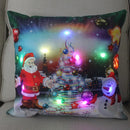 Axyaa LED Christmas Pillowcase 18x18 Inch Santa Snowman Cartoon Glowing Decor