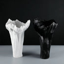 Axyaa Resin Vase Irregular Shape Black White Flowers Handicraft Ornaments
