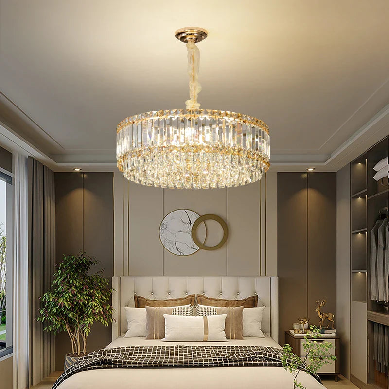 Axyaa Elegant Crystal Chandelier for Living Room Dining Bedroom Villa Luxe