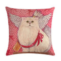 Axyaa Cute Cat Pet Pattern Pillow Cover Linen Throw Pillow 45*45cm