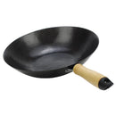 Axya Cast Iron Steel Wok Pan - No Coating Black Shiny Deep Frying Cookware