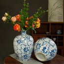 Axyaa Blue White Porcelain Vases Jars Hydroponic Ornaments Light Luxury Porcelain