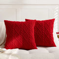 Axyaa Knitted Pillow Cover in Ivory White Red Blue Black Soft Diamond Plaid
