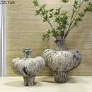 Axyaa Sandstone Ceramic Vase with Artificial Flowers for Desk and Home Decoration