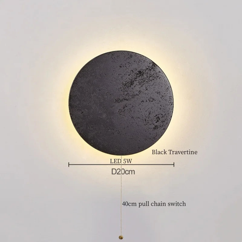 Axyaa LED Wall Lamps Black Travertine Nordic Minimalism Bathroom Mirror Lights
