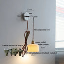 Axyaa Nordic LED Wall Sconce Pull Chain Switch Bedside Lamp Fixtures White Ceramic