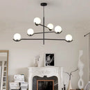Axyaa LED Glass Ball Chandelier: Modern Minimalist Dining Room Hanging Lamp