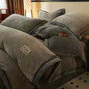 King Flannel Velvet Bedding Set with Fleece Sheet & Pillowcase by Axyaa