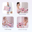Axyaa Mermaid Lock Makeup Box with 4 Trays: Cosmetic & Jewelry Storage Suitcase