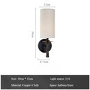 Axyaa Retro Copper Wall Light with Fabric Shade for Luxury Living Room