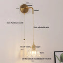 Axyaa Copper LED Wall Lamp Sconce with Glass Shade & Pull Chain Switch