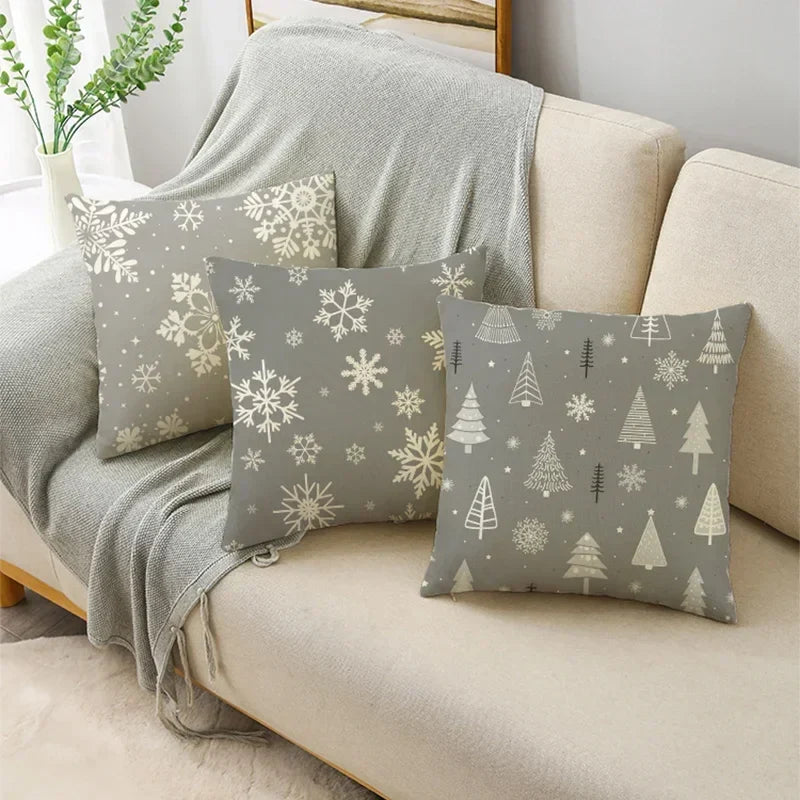 Axyaa Christmas Throw Pillow Covers - Zigzag Reindeer Red Pillowcase