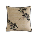 Axyaa Floral Embroidered Linen Cushion Cover with Pompom Accent