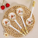 Axya Long Handle Ceramic Soup Spoon, Hand-painted Dessert and Drink Spoon