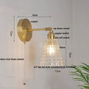 Axyaa Copper Rotatable Pull Chain LED Wall Lamp Glass Flower Stair Light