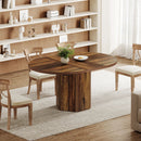 Axyaa 55" Rustic Wood Oval Dining Table for 4-6 People, Small Seminar Table