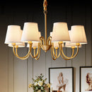 Axyaa Luxury Copper Chandelier: Elegant Ceiling Light for Living, Dining, Kitchen - Fabric Pendant Lighting